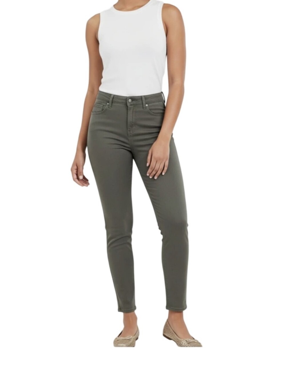 Talbots High Rise Jegging Crop Jeans in Olive Green Plus Size 16